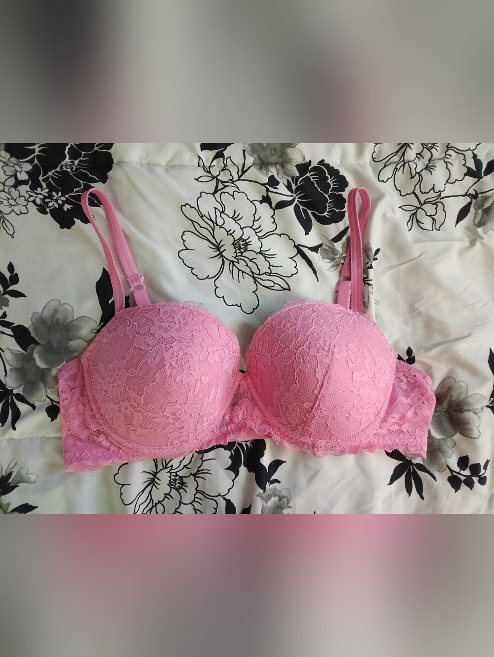 SO Pink Lace Balconette Bra Size 38C